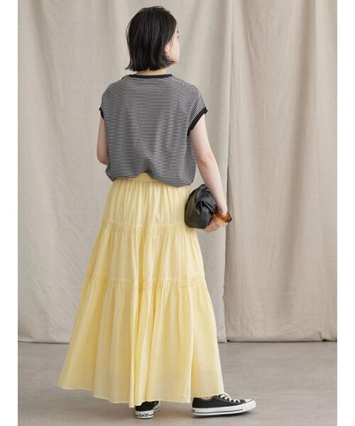 AMERICAN HOLIC（アメリカンホリック）の「丈違いインドCottonティアードスカート（スカート・レディース・ブラック/ブラウン/オフホワイト/ピンク/イエロー・M/L）」の13枚目の写真