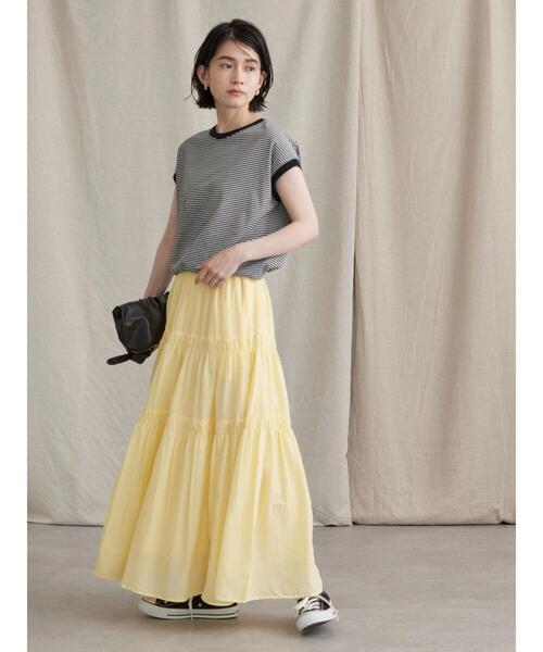 AMERICAN HOLIC（アメリカンホリック）の「丈違いインドCottonティアードスカート（スカート・レディース・ブラック/ブラウン/オフホワイト/ピンク/イエロー・M/L）」の9枚目の写真