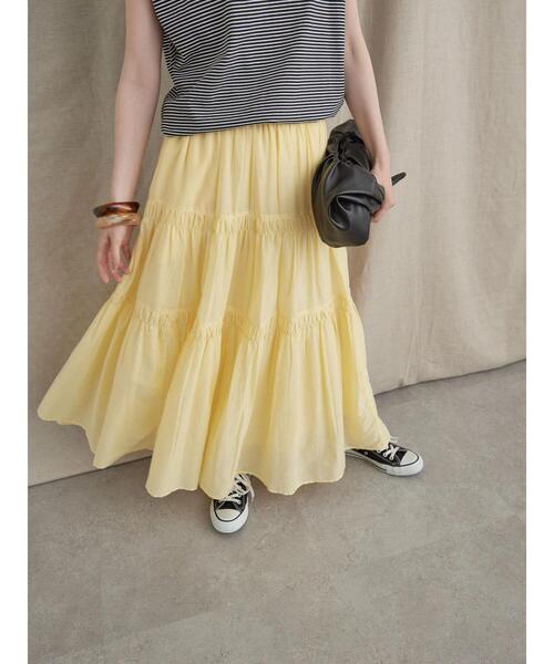 AMERICAN HOLIC（アメリカンホリック）の「丈違いインドCottonティアードスカート（スカート・レディース・ブラック/ブラウン/オフホワイト/ピンク/イエロー・M/L）」の7枚目の写真
