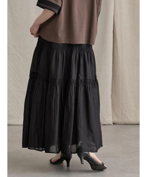 AMERICAN HOLIC（アメリカンホリック）の「丈違いインドCottonティアードスカート（スカート・レディース・ブラック/ブラウン/オフホワイト/ピンク/イエロー・M/L）」の11枚目の写真