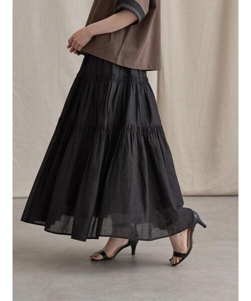 AMERICAN HOLIC（アメリカンホリック）の「丈違いインドCottonティアードスカート（スカート・レディース・ブラック/ブラウン/オフホワイト/ピンク/イエロー・M/L）」の21枚目の写真