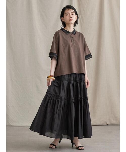 AMERICAN HOLIC（アメリカンホリック）の「丈違いインドCottonティアードスカート（スカート・レディース・ブラック/ブラウン/オフホワイト/ピンク/イエロー・M/L）」の16枚目の写真