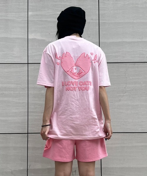 KaneZ(ケインズ)の「ITZAVIBE/イッザバイブ/I LOVE CATS×KaneZ TEE(Tシャツ/カットソー・レディース・ピンク/グレー系その他6・M/L)」の2枚目の写真