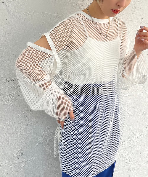 apres jour mignon（アプレジュールミニョン）の「マルチWAYメッシュプルオーバー【ZOZOTOWN限定アイテム】（Tシャツ/カットソー・レディース・ブラック/オフホワイト/ピンク/アイボリー・X-LARGE/フリー）」の6枚目の写真