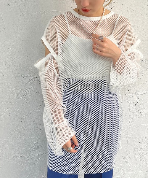 apres jour mignon（アプレジュールミニョン）の「マルチWAYメッシュプルオーバー【ZOZOTOWN限定アイテム】（Tシャツ/カットソー・レディース・ブラック/オフホワイト/ピンク/アイボリー・X-LARGE/フリー）」の7枚目の写真