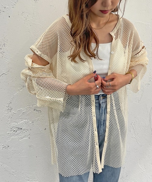 apres jour mignon（アプレジュールミニョン）の「マルチWAYメッシュプルオーバー【ZOZOTOWN限定アイテム】（Tシャツ/カットソー・レディース・ブラック/オフホワイト/ピンク/アイボリー・X-LARGE/フリー）」の11枚目の写真
