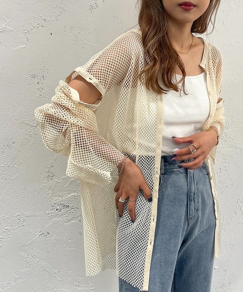 apres jour mignon（アプレジュールミニョン）の「マルチWAYメッシュプルオーバー【ZOZOTOWN限定アイテム】（Tシャツ/カットソー・レディース・ブラック/オフホワイト/ピンク/アイボリー・X-LARGE/フリー）」の12枚目の写真