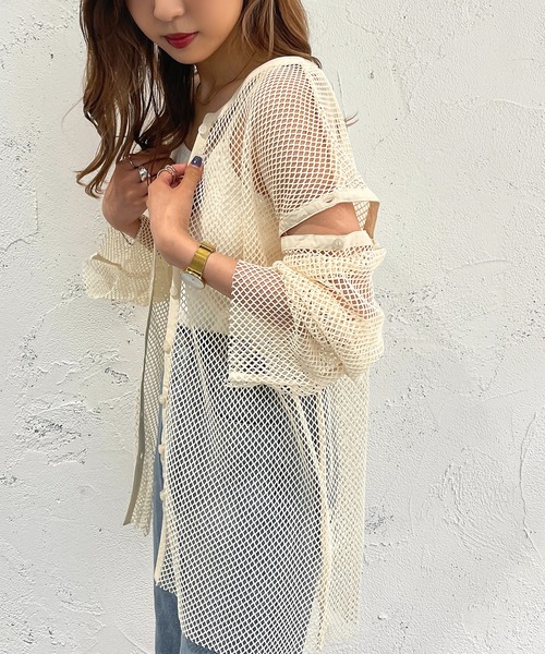 apres jour mignon（アプレジュールミニョン）の「マルチWAYメッシュプルオーバー【ZOZOTOWN限定アイテム】（Tシャツ/カットソー・レディース・ブラック/オフホワイト/ピンク/アイボリー・X-LARGE/フリー）」の13枚目の写真