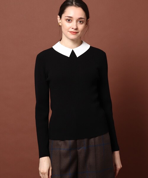 DRESSTERIOR(ドレステリア)の「◆【2WAY/CLASSY.12月号掲載】】デタッチャブルカラーリブニット(ニット/セーター・レディース・ブラック/ベージュ/ブルー/ボルドー・38/36)」の1枚目の写真