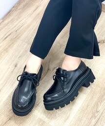 厚底タンクソールモカシンレースアップシューズ