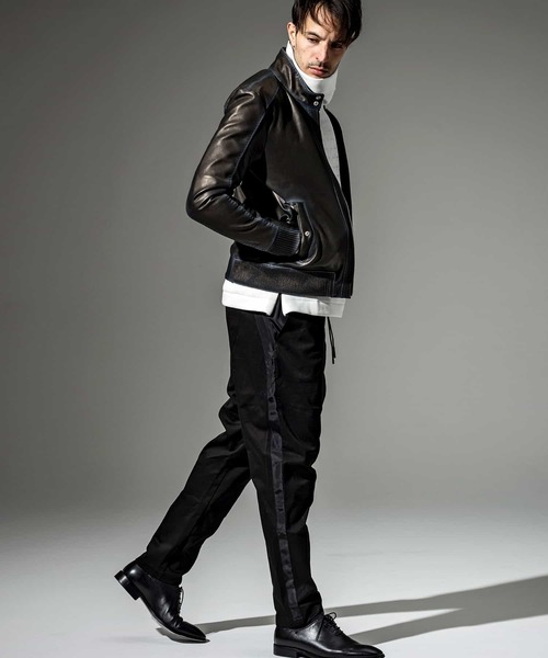 C DIEM(カルペディエム)の「C DIEM(カルペディエム)シープレザーグラデーションハリントンジャケット(ライダースジャケット・メンズ・ブラック/ダークブラウン・M/L)」の12枚目の写真