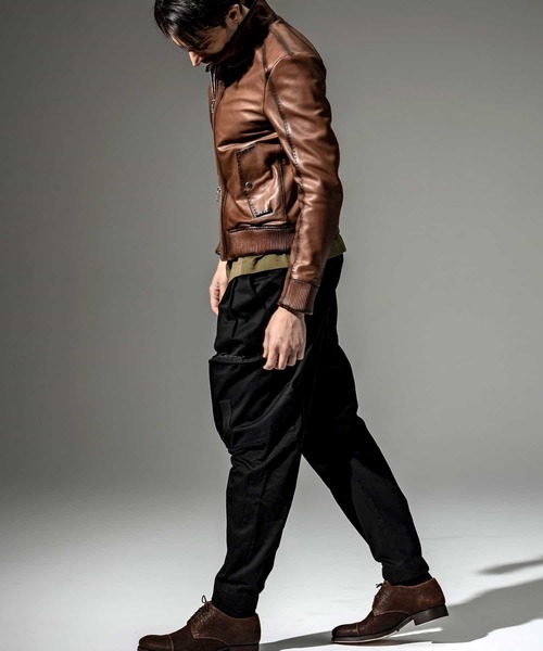 C DIEM(カルペディエム)の「C DIEM(カルペディエム)シープレザーグラデーションハリントンジャケット(ライダースジャケット・メンズ・ブラック/ダークブラウン・M/L)」の10枚目の写真