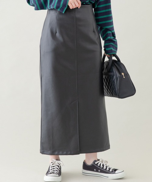 LAVEANGE（ラビアンジェ）の「合皮タイトスカート（スカート・レディース・ブラック/イエロー・LL/3L/4L/M/L）」の4枚目の写真