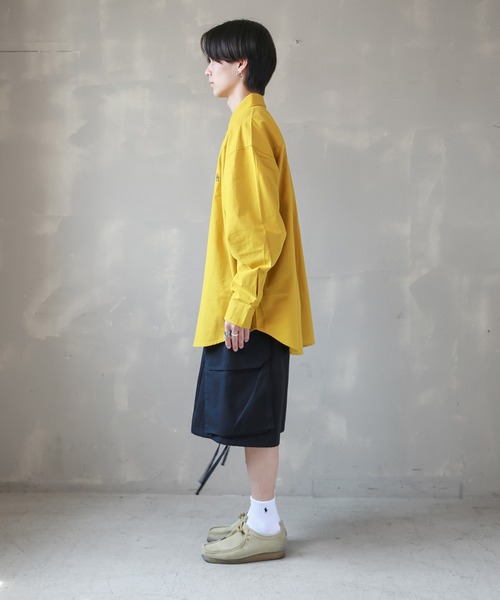 SPINNS(スピンズ)の「【ビックシルエット】ワンポイント刺繍 長袖袖オックスフォードシャツ(シャツ/ブラウス・メンズ・ホワイト/サックスブルー/イエロー/ネイビー・ONESIZE)」の9枚目の写真