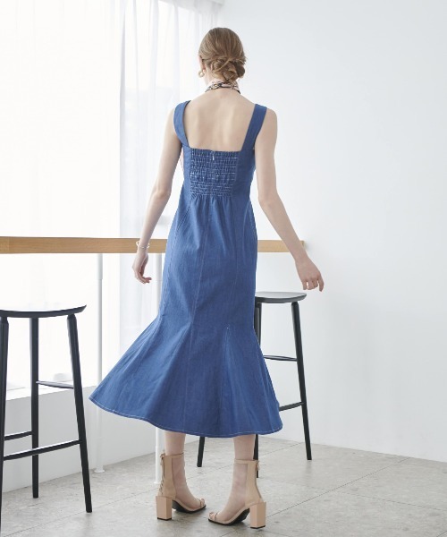 AND COUTURE デニムフラワージャガードワンピース アンドクチュール デニムフラワージャガードワンピース（ワンピース）｜AND