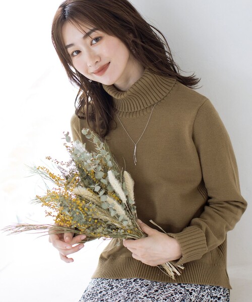 洗える】もっちり柔らかいリブタートルプルオーバーニット（ニット