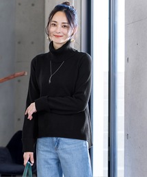 【洗える】もっちり柔らかいリブタートルプルオーバーニット