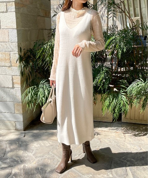 Meli rich（メリーリッチ）の「クロップド丈カーディガン＆ニットワンピース セットアップ（ワンピース・レディース・ベージュ/パープル/グレー/オフホワイト/チャコール・MEDIUM）」の17枚目の写真