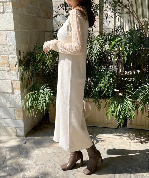 Meli rich（メリーリッチ）の「クロップド丈カーディガン＆ニットワンピース セットアップ（ワンピース・レディース・ベージュ/パープル/グレー/オフホワイト/チャコール・MEDIUM）」の18枚目の写真