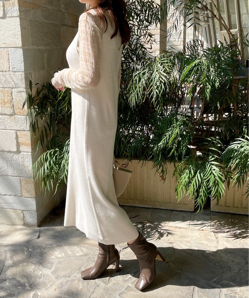 Meli rich（メリーリッチ）の「クロップド丈カーディガン＆ニットワンピース セットアップ（ワンピース・レディース・ベージュ/パープル/グレー/オフホワイト/チャコール・MEDIUM）」の21枚目の写真