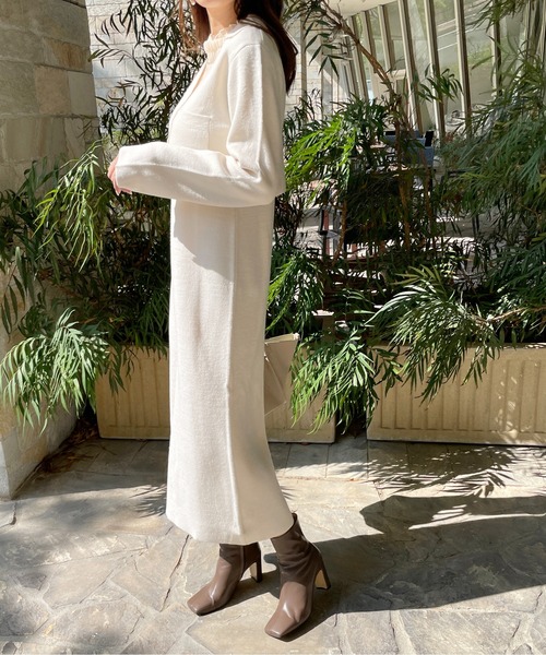 Meli rich（メリーリッチ）の「クロップド丈カーディガン＆ニットワンピース セットアップ（ワンピース・レディース・ベージュ/パープル/グレー/オフホワイト/チャコール・MEDIUM）」の16枚目の写真