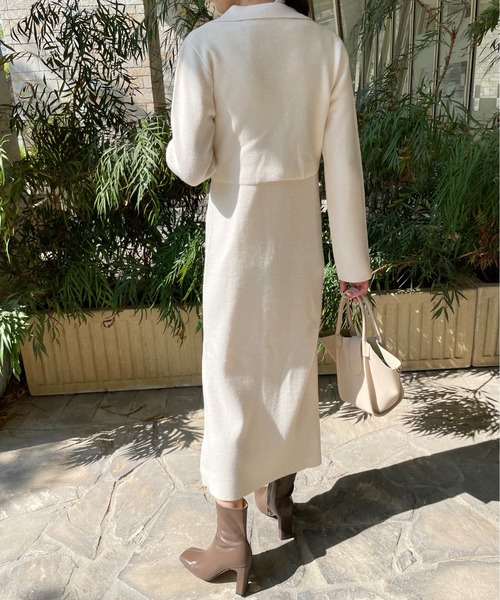 Meli rich（メリーリッチ）の「クロップド丈カーディガン＆ニットワンピース セットアップ（ワンピース・レディース・ベージュ/パープル/グレー/オフホワイト/チャコール・MEDIUM）」の14枚目の写真