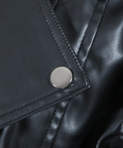 Julia Boutique（ジュリアブティック）の「フェイクレザーショート丈ライダースジャケット/22510（ライダースジャケット・レディース・ブラック/アイボリー・ONE）」の15枚目の写真