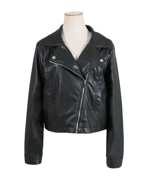 Julia Boutique（ジュリアブティック）の「フェイクレザーショート丈ライダースジャケット/22510（ライダースジャケット・レディース・ブラック/アイボリー・ONE）」の17枚目の写真