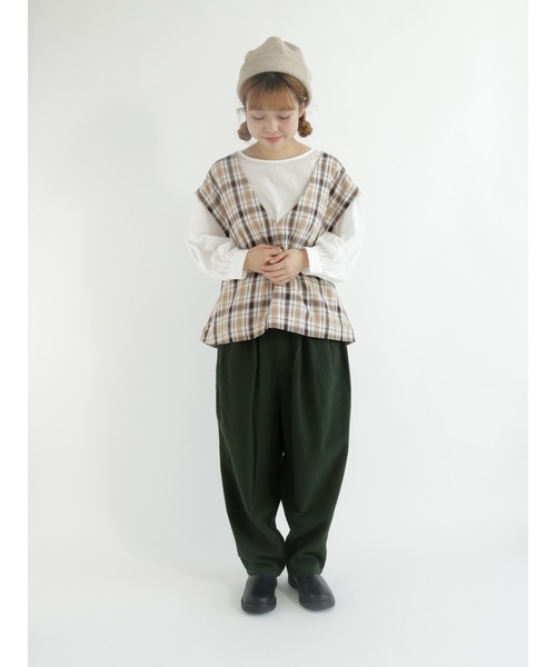 Samansa Mos2（サマンサ モスモス）の「コットンヘリンボーンペンギンパンツ（その他パンツ・レディース・ブラック/チャコール/キナリ/オレンジ/グリーン・ﾌﾘ-）」の9枚目の写真