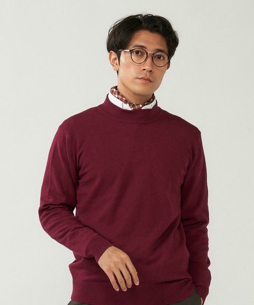 TOKYO SHIRTS（トウキョウシャツ）の「モックネック シンプル ニットセーター（ニット/セーター・メンズ・ブラック/ネイビー/ダークグレー/ボルドー/ダークパープル・LL/M/L）」の5枚目の写真