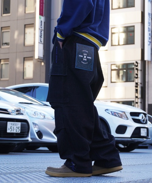STAY GOLD(ステイゴールド)の「STAYGOLD ワイド カーゴ デニムパンツ / ワイドパンツ カーゴパンツ デニムパンツ ジーンズ(デニムパンツ・メンズ・ブルー系/ブラック/インディゴブルー・M/L)」の8枚目の写真