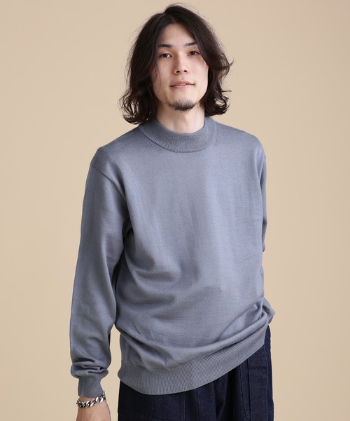 NANO universe(ナノユニバース)の「LB.04/オージーウールモックネックニット(ニット/セーター・メンズ・ホワイト/ブラック/ブルーグレー/モカ・S/M/L/XL)」の4枚目の写真