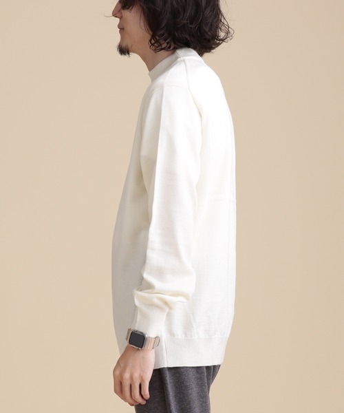 NANO universe(ナノユニバース)の「LB.04/オージーウールモックネックニット(ニット/セーター・メンズ・ホワイト/ブラック/ブルーグレー/モカ・S/M/L/XL)」の9枚目の写真