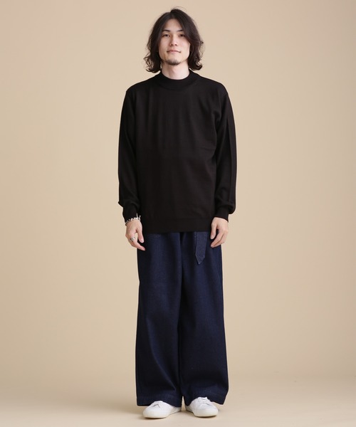 NANO universe(ナノユニバース)の「LB.04/オージーウールモックネックニット(ニット/セーター・メンズ・ホワイト/ブラック/ブルーグレー/モカ・S/M/L/XL)」の8枚目の写真