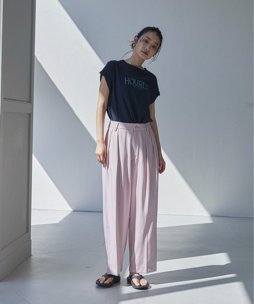 【日本未入荷】5色 ツータック ベルト付き ワイド スラックス セール】ツータックワイドスラックス（スラックス）｜feepur