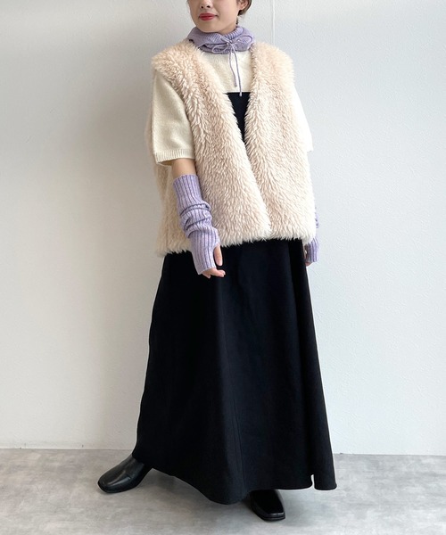 w closet（ダブルクローゼット）の「ギャザーブーツ（ブーツ・レディース・ベージュ/アイボリー/ブラック・M/L）」の4枚目の写真