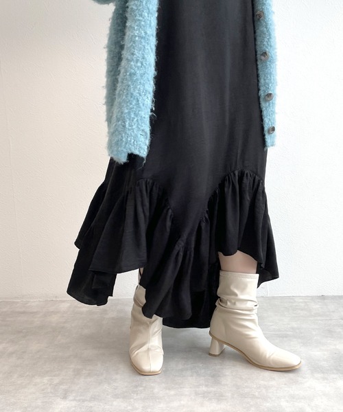 w closet（ダブルクローゼット）の「ギャザーブーツ（ブーツ・レディース・ベージュ/アイボリー/ブラック・M/L）」の19枚目の写真