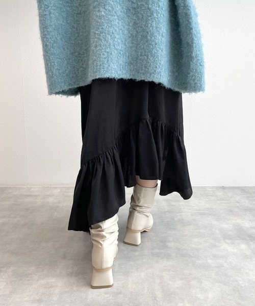 w closet（ダブルクローゼット）の「ギャザーブーツ（ブーツ・レディース・ベージュ/アイボリー/ブラック・M/L）」の21枚目の写真