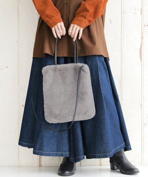 osharewalker（オシャレウォーカー）の「『フェイクファー2wayトートバッグ』（トートバッグ・レディース・グレー/レオパード・FREE）」の5枚目の写真