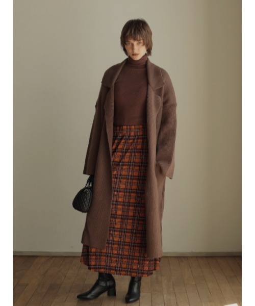 AMAIL（アマイル）の「Pleats check fitfrea skirt（スカート・レディース・オレンジ/グリーン・FREE）」の6枚目の写真