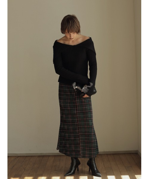 AMAIL（アマイル）の「Pleats check fitfrea skirt（スカート・レディース・オレンジ/グリーン・FREE）」の10枚目の写真