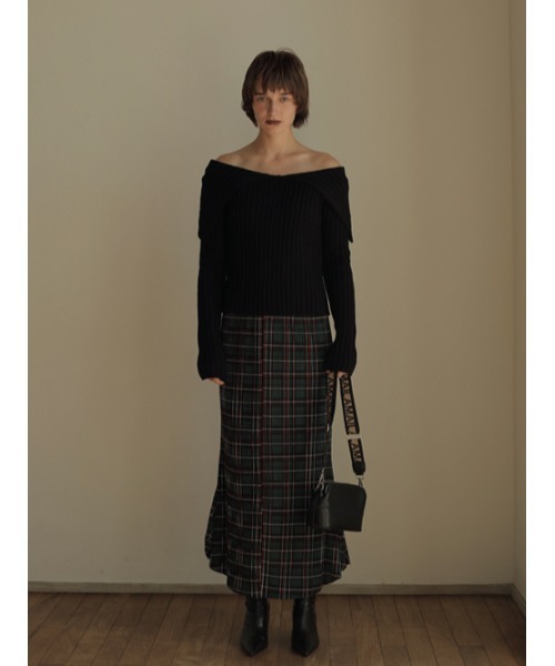 AMAIL（アマイル）の「Pleats check fitfrea skirt（スカート・レディース・オレンジ/グリーン・FREE）」の11枚目の写真