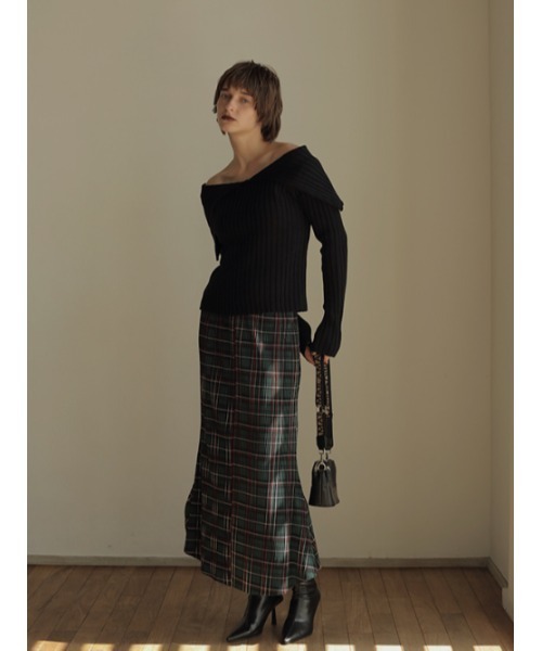 AMAIL（アマイル）の「Pleats check fitfrea skirt（スカート・レディース・オレンジ/グリーン・FREE）」の9枚目の写真