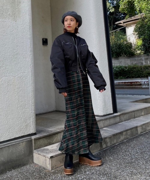 AMAIL（アマイル）の「Pleats check fitfrea skirt（スカート・レディース・オレンジ/グリーン・FREE）」の18枚目の写真
