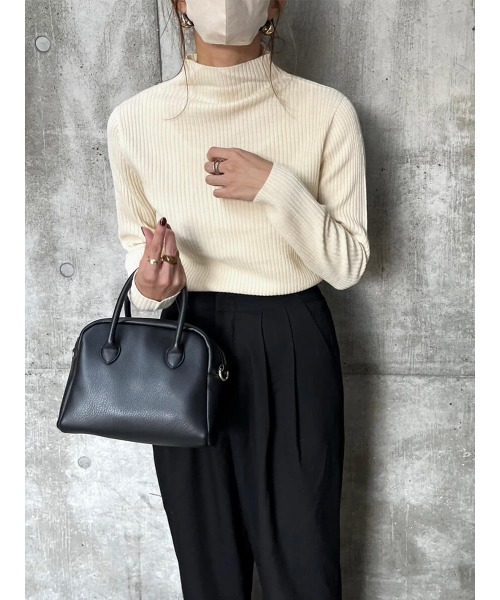 HEILIS(ヘイリス)の「《sayo select》リブハイネックニット / リブトップス リブニット ハイネック(ニット/セーター・レディース・ブラック/ベージュ/アイボリー・FREE)」の8枚目の写真