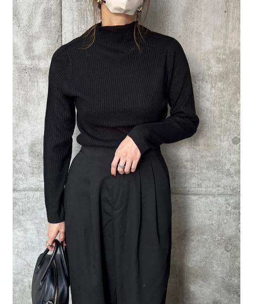 HEILIS(ヘイリス)の「《sayo select》リブハイネックニット / リブトップス リブニット ハイネック(ニット/セーター・レディース・ブラック/ベージュ/アイボリー・FREE)」の10枚目の写真