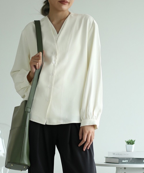 アイモハ aimoha カシュクール風 Vネック フェイクレイヤードシャツ （ホワイト） 楽天市場】カシュクール風 Vネック フェイクレイヤードシャツ