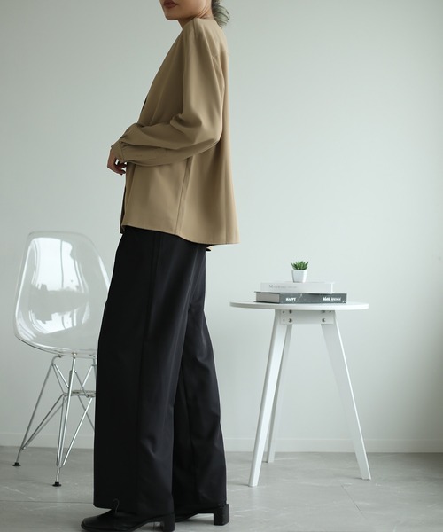 セール】カシュクール風 Vネック フェイクレイヤードシャツ