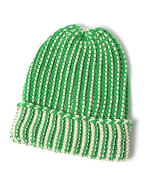 ALAND（エーランド）の「【UNISEX】3.3Field Trip／ステッチニットビーニー　2182134（ニットキャップ/ビーニー・レディース・ブラウン/グリーン・FREE）」の2枚目の写真