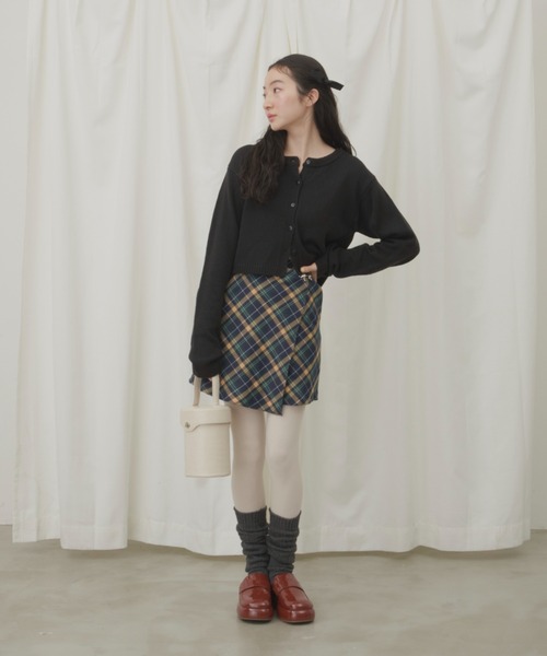 GIUNON(ジウノン)の「knit cardigan / ニットカーディガン(カーディガン/ボレロ・レディース・ブラック/グリーン・FREE)」の4枚目の写真